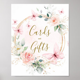 Affiche Carte d'aquarelle papillon et signe cadeau