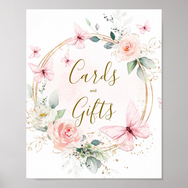 Affiche Carte d'aquarelle papillon et signe cadeau (Devant)