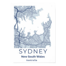 Carte d'art mural gris bleu Sydney