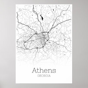 Affiche Carte d'Athènes - Géorgie - Carte de la ville