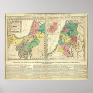 Affiche Carte d'atlas de Canaan - de l'Israël