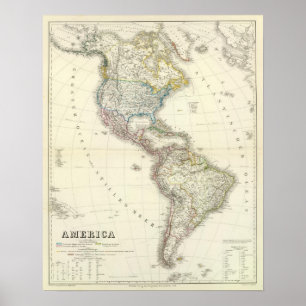 Affiche Carte d'atlas de l'Amérique