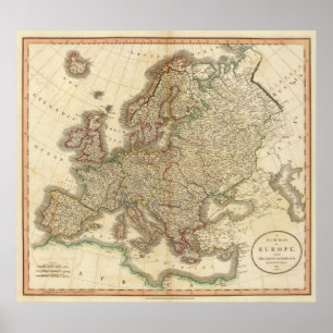 Affiche Carte d'atlas de l'Europe