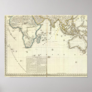 Affiche Carte d'atlas de l'Océan Indien