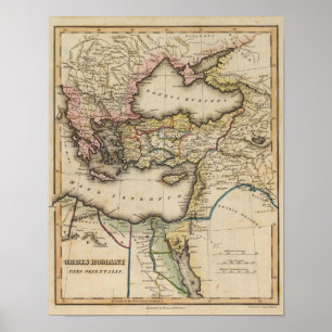 Affiche Carte d'atlas de Moyen-Orient