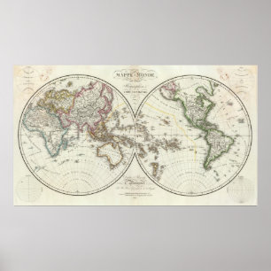 Affiche Carte d'atlas de Paris