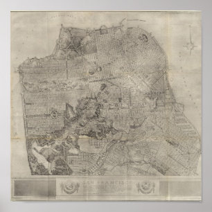 Affiche Carte d'atlas de plan de San Francisco