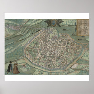 Affiche Carte d'Avignon, de "Civitates Orbis Terrarum" par