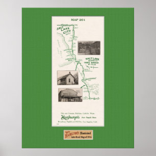 Affiche Carte de 1914, Salt Lake City et Orr's Ranch