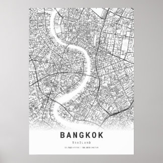 Affiche Carte de Bangkok