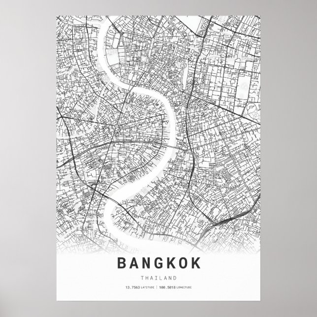 Affiche Carte de Bangkok (Devant)