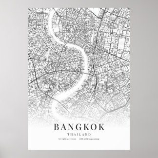 Affiche Carte de Bangkok