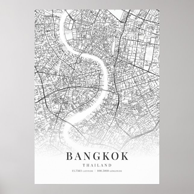 Affiche Carte de Bangkok (Devant)