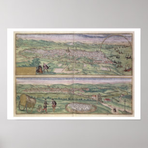 Affiche Carte de Barcelone, de Civitates Orbis Terrarum