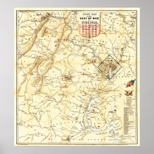 Affiche Carte de bataille de la guerre civile de Virginie  (Devant)