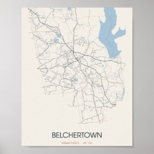 Affiche Carte de Belchertown Massachusetts