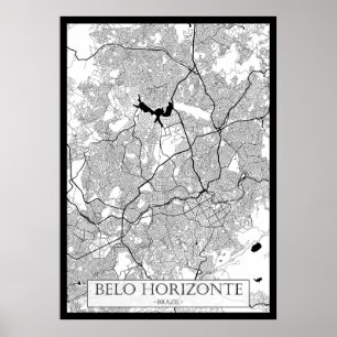 Affiche Carte de Belo Horizonte Brésil