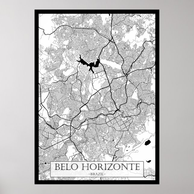Affiche Carte de Belo Horizonte Brésil (Devant)
