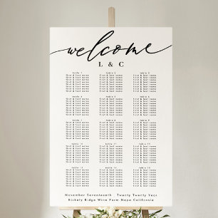 Affiche Carte de bienvenue du Mariage de calligraphie blan