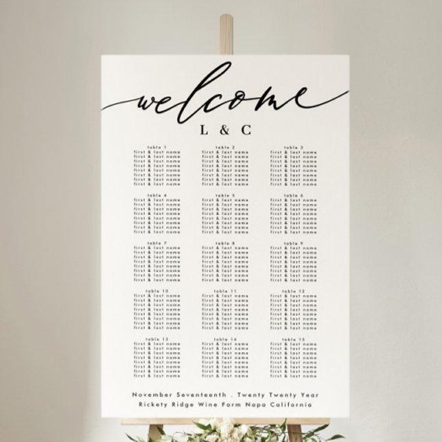 Affiche Carte de bienvenue du Mariage de calligraphie blan (Créateur téléchargé)