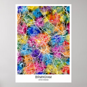 Affiche Carte de Birmingham Royaume-Uni