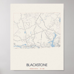 Affiche Carte de Blackstone Massachusetts