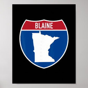 Affiche Carte de Blaine Minnesota Autoroute Panneau Interé