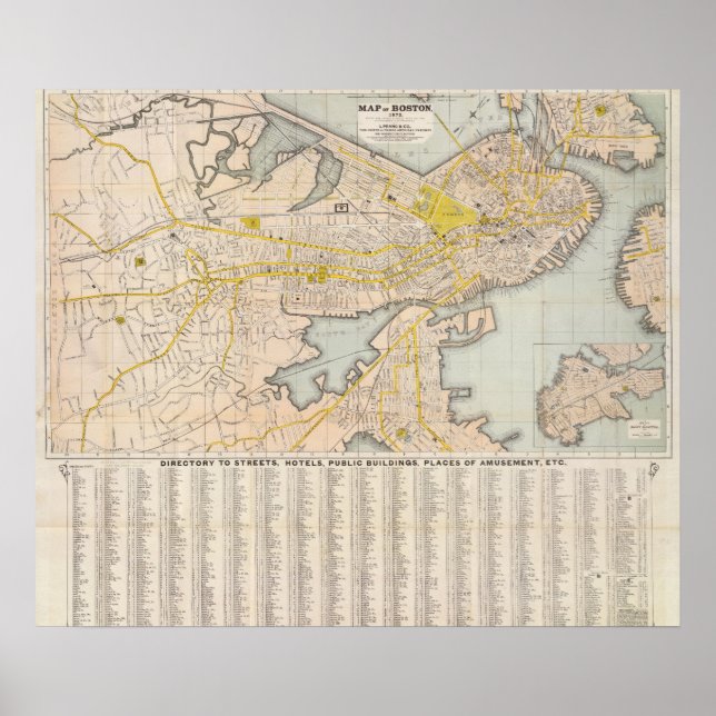 Affiche Carte De Boston (Devant)
