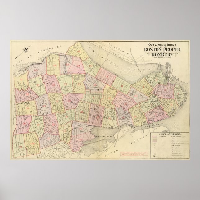 Affiche Carte de Boston (Devant)