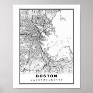 Affiche Carte de Boston