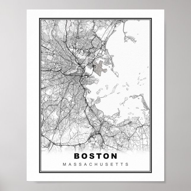 Affiche Carte de Boston (Devant)