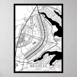 Affiche Carte de Brasília Brésil