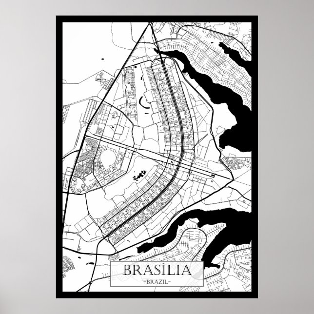 Affiche Carte de Brasília Brésil (Devant)