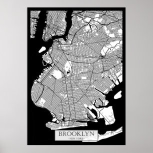 Affiche Carte de Brooklyn New York