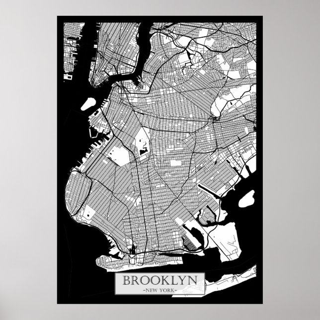 Affiche Carte de Brooklyn New York (Devant)