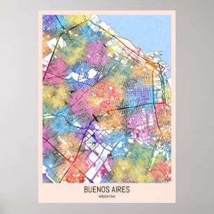 Affiche Carte de Buenos Aires Argentine