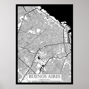 Affiche Carte de Buenos Aires Argentine
