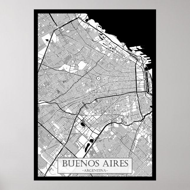 Affiche Carte de Buenos Aires Argentine (Devant)