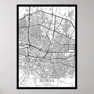 Affiche Carte de Bursa Turquie