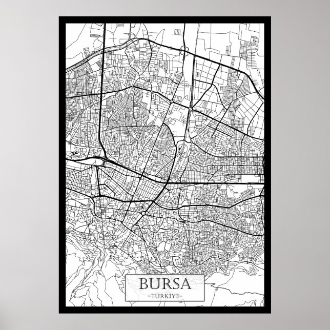 Affiche Carte de Bursa Turquie (Devant)