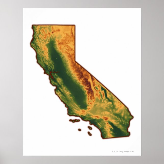 Affiche Carte de Californie 2 (Devant)