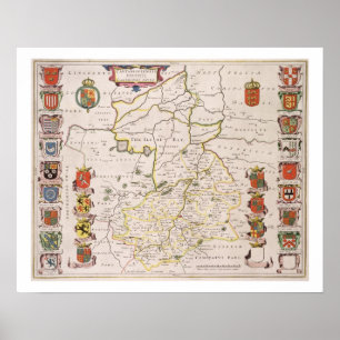 Affiche Carte de Cambridgeshire, publié Amsterdam c.1647-