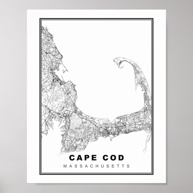 Affiche Carte de Cape Cod (Devant)