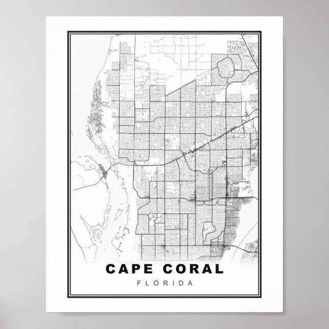 Affiche Carte de Cape Coral (Devant)