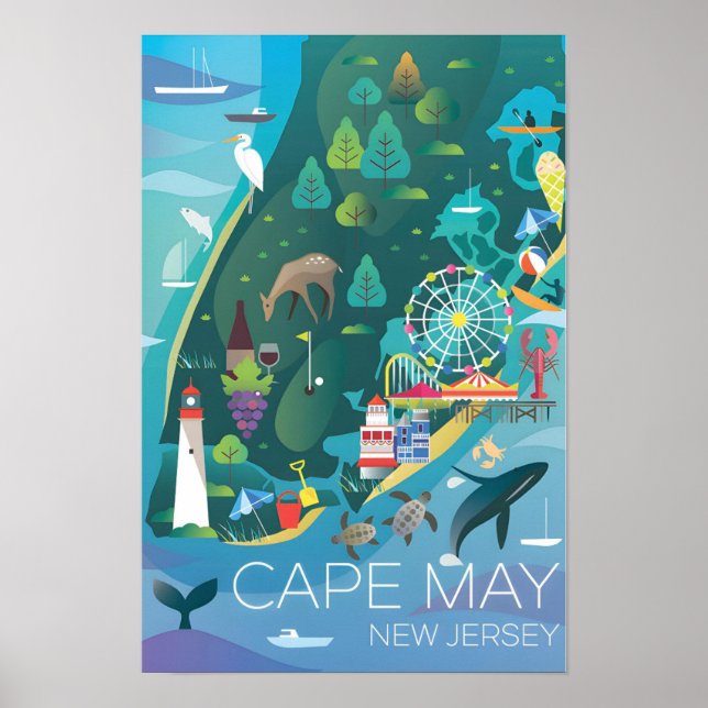 Affiche Carte de Cape May imprimée (Devant)