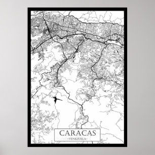 Affiche Carte de Caracas Venezuela