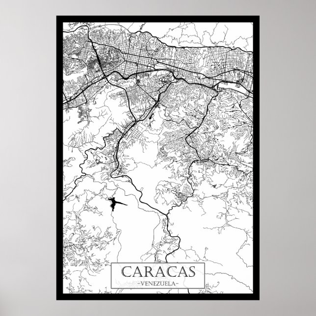 Affiche Carte de Caracas Venezuela (Devant)