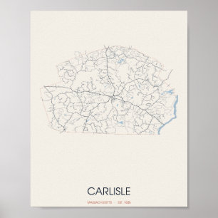 Affiche Carte de Carlisle Massachusetts
