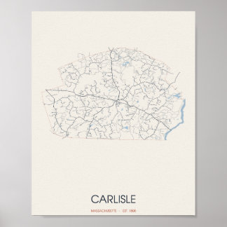 Affiche Carte de Carlisle Massachusetts