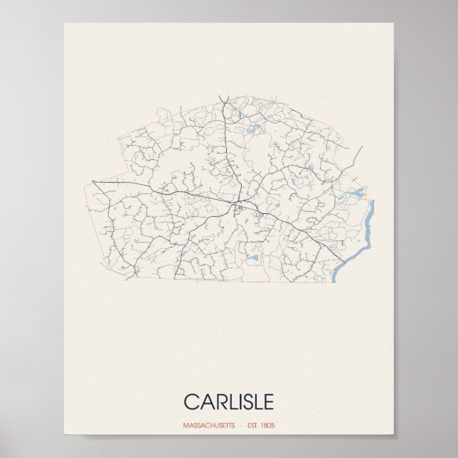 Affiche Carte de Carlisle Massachusetts (Devant)
